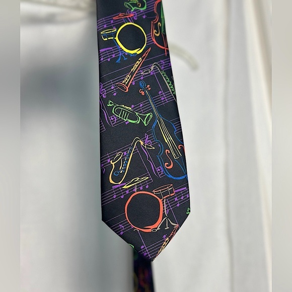 Three Rocker Necktie Company Music Band Instruments All Over Printed Mens Tie - Picture 16 of 17